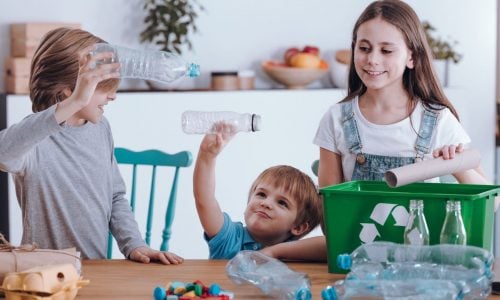 Kids recycling