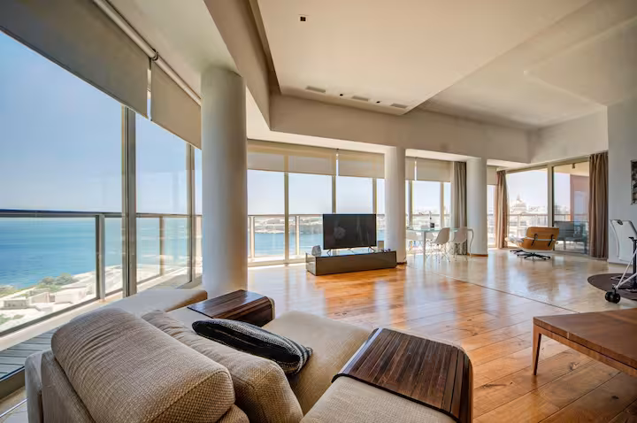 Coastal area in Malta popular for summer holiday rentals and short lets
