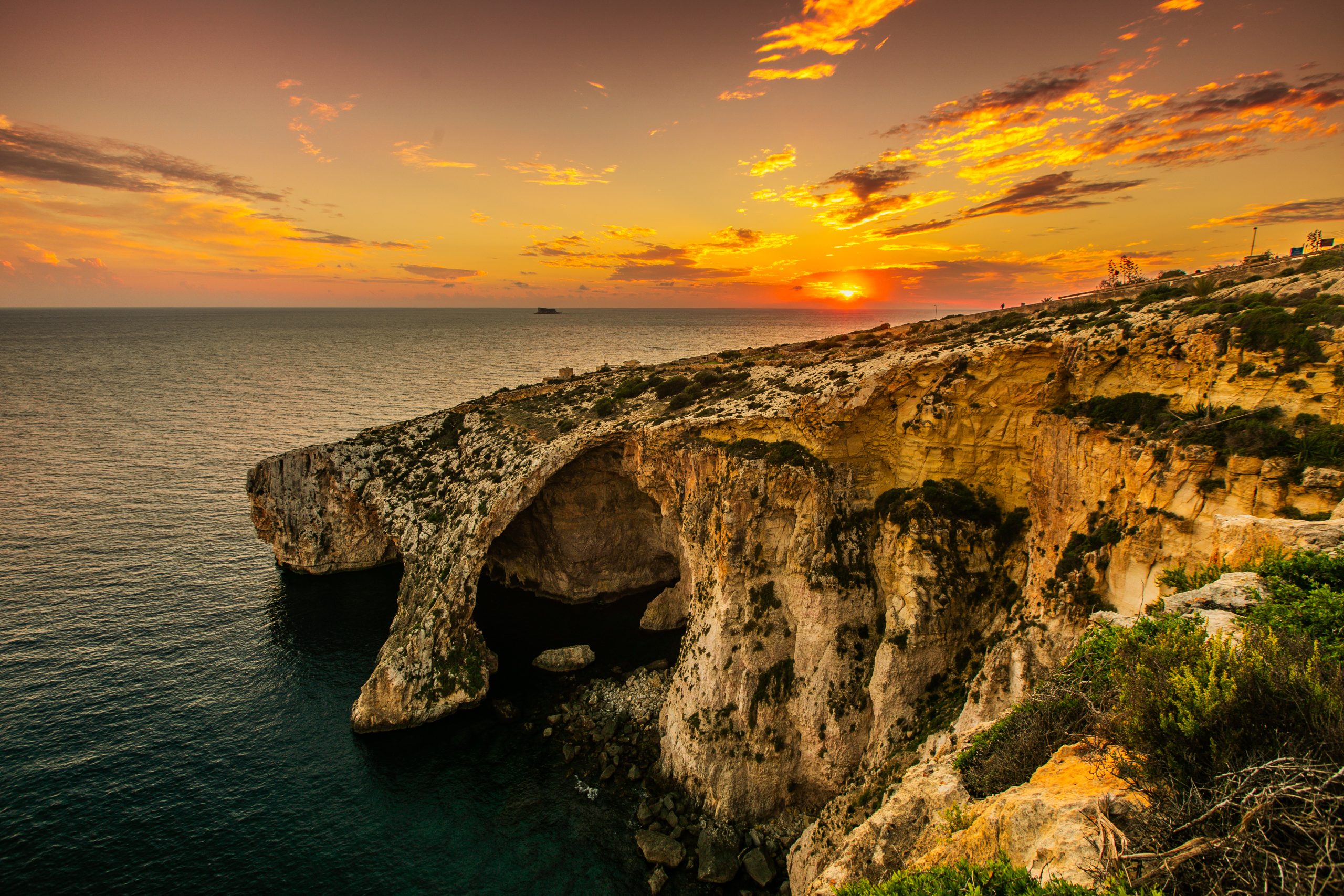 Blue Grotto coastline and sea in Malta