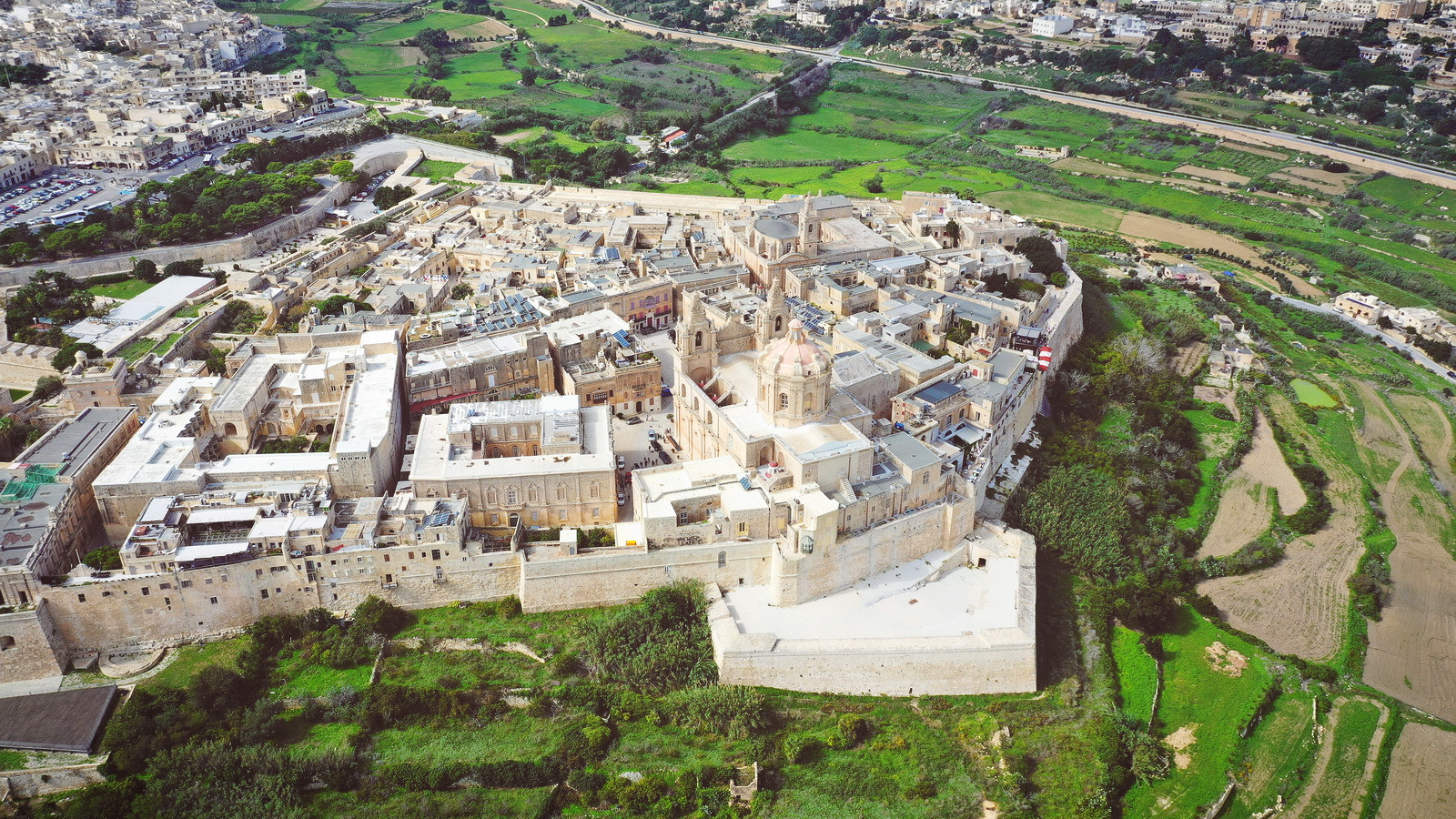 Historic limestone street view in Mdina Malta