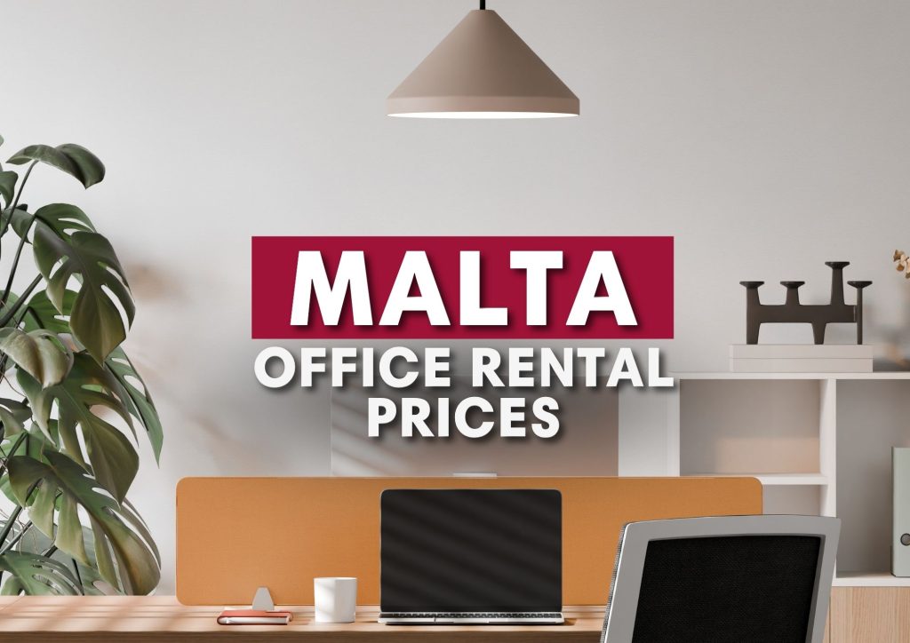 Office rental prices in Malta — workspace with desk, laptop and plants