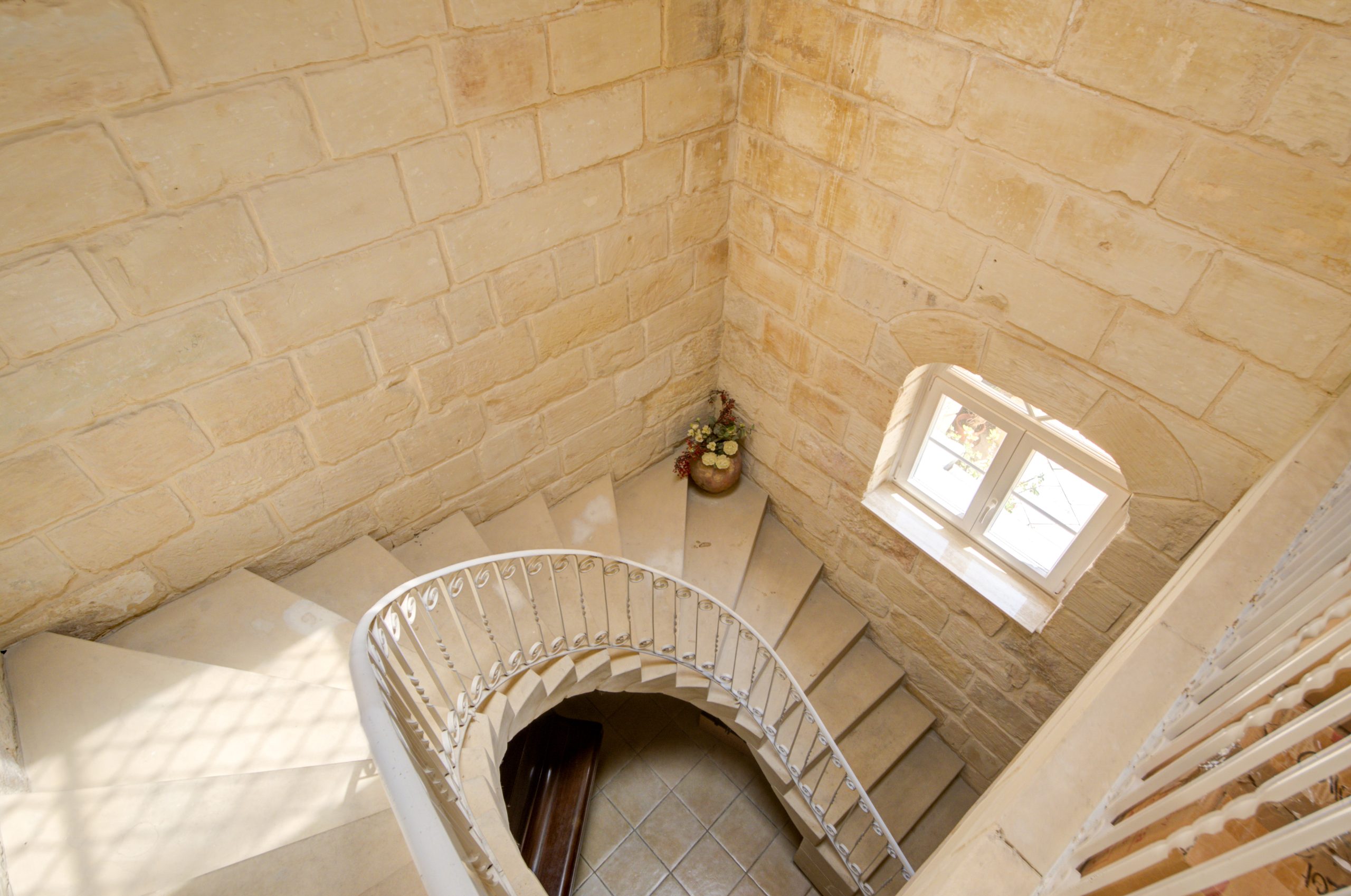 Traditional Maltese stone staircase in a historic property